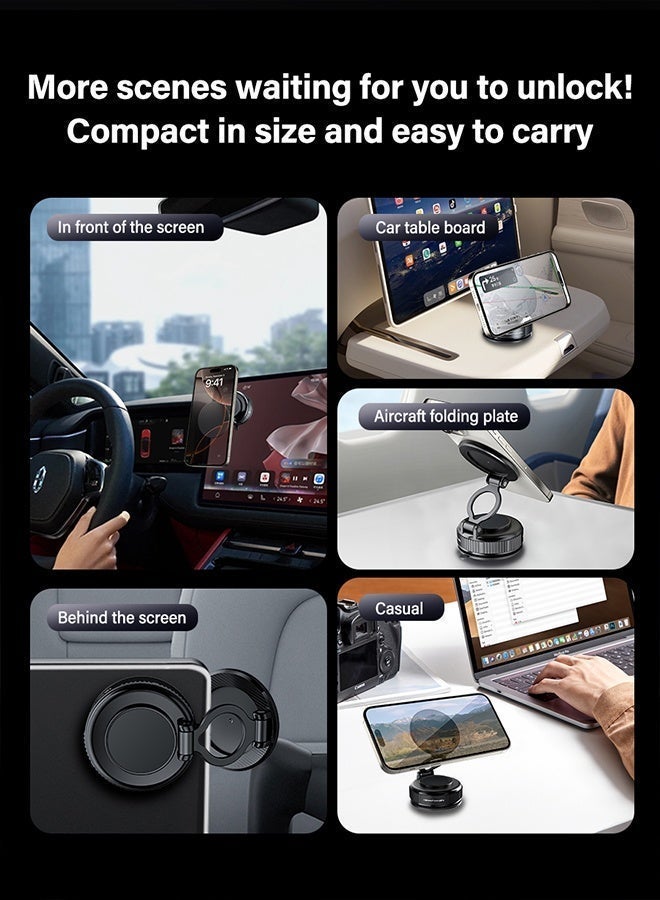 حامل هاتف مغناطيسي للسيارة، حامل Magsafe للسيارة مع قاعدة تثبيت قوية قابلة للطي بثلاثة محاور ودوران 360 درجة، حامل جوال للسيارة مزود بكوب شفط وحلقة مغناطيسية، مناسب للسيارة/المكتب/المرآة والأسطح الأخرى - Image 4